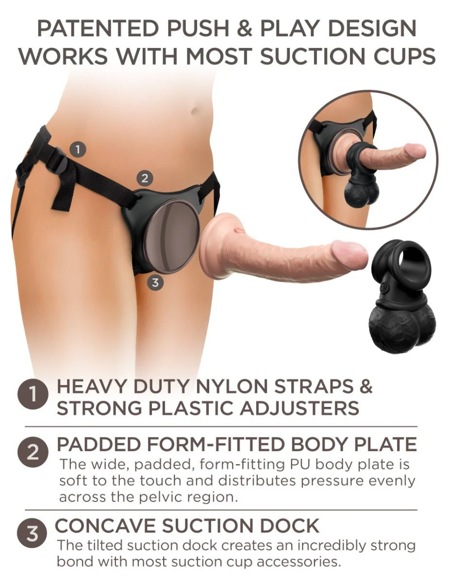 Pipedream King Cock Elite Ultimate Vibrating Silicone Body Dock Kit 7 Inch Flesh - Image 4