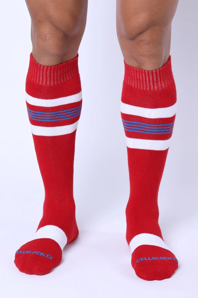 Cellblock 13 Tight End Knee High Socks Red - Image 4