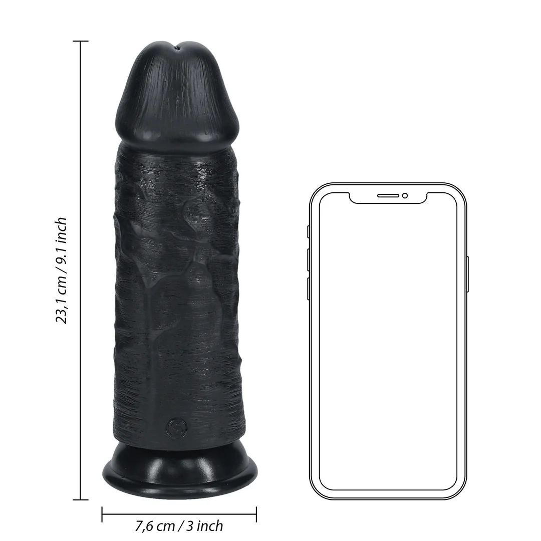 RealRock Extra Thick Dildo 9 Inch Black - Image 6