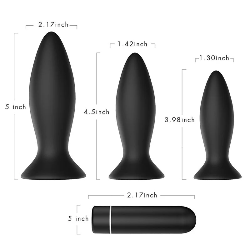 Command Silicone Trio Butt Plug Set with Vibrating Bullet - Image 5