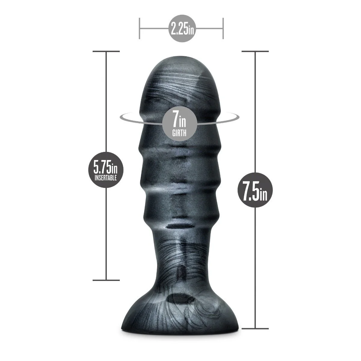 Jet Bruiser Carbon Metallic Black Butt Plug 7.5 Inch - Image 6