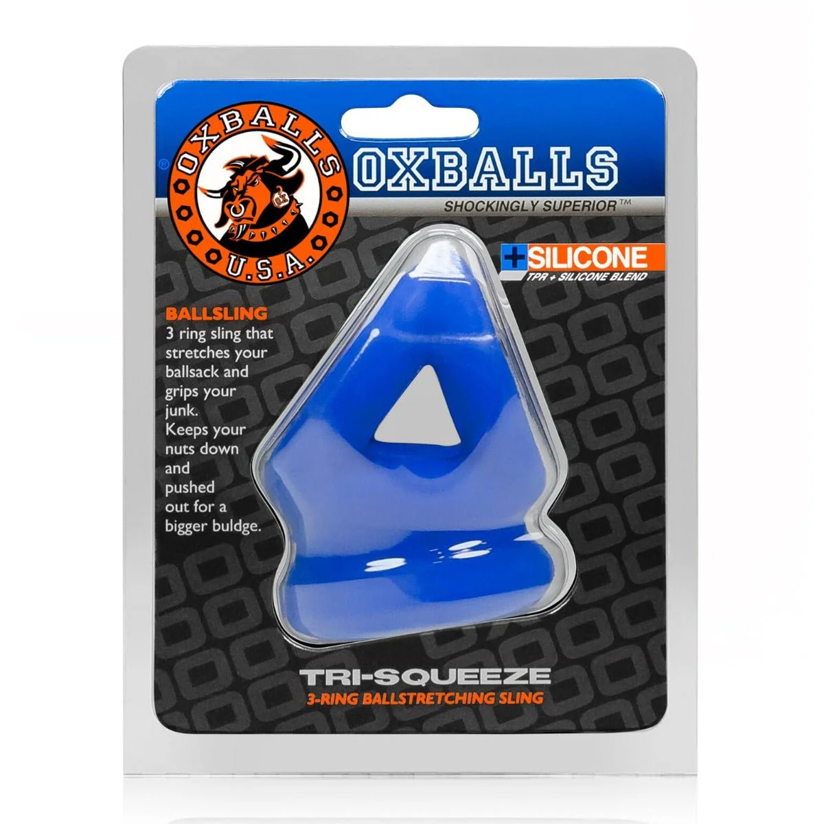 Oxballs Tri Squeeze Cocksling Ballstretcher Cobalt Ice - Image 3