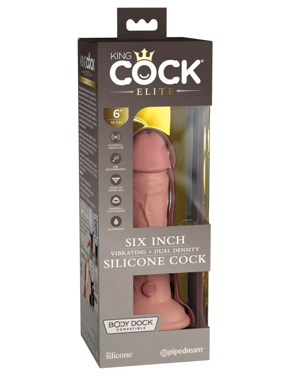 Pipedream King Cock Elite 6 Inch Vibrating Dual Density Silicone Cock Flesh - Image 6