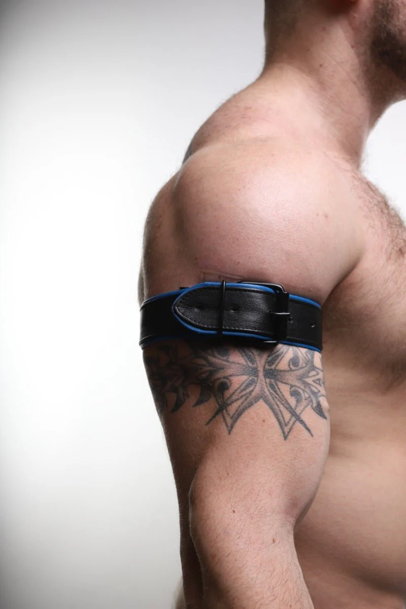 ruff GEAR Double Tone Leather Bicep Strap Blue Black - Image 8