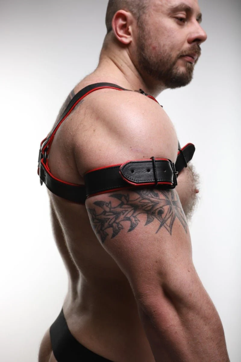 ruff GEAR Double Tone Leather Bicep Strap Red Black - Image 6