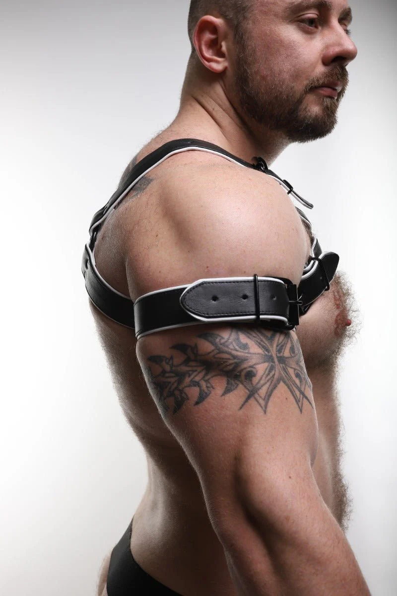 ruff GEAR Double Tone Leather Bicep Strap White Black - Image 7